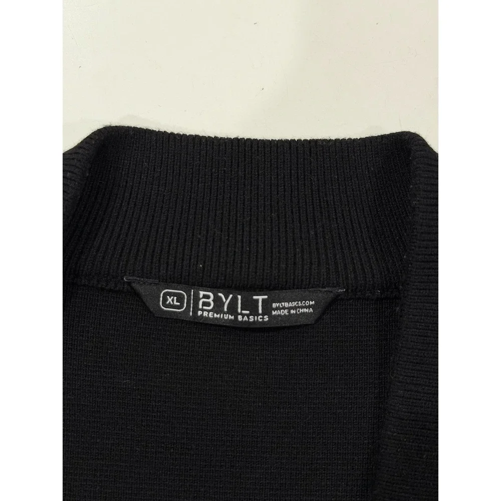 BYLT Premium Basics Mens Cardigan Sweater Black Open Front XL MTCG0633-001-XL